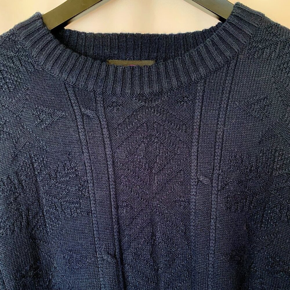 VTG BOGNER Men's Dark Blue Wool Blend Apres Ski Sweater Size M Fits like L - Picture 4 of 12